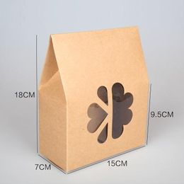 20pcs/lot- big small size Stand up kraft paper gift box with clear window Cookies Candy storage box DIY Baking packaging