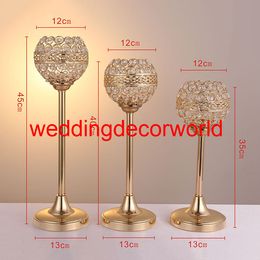 New styleGold Flower Vases Candle Holders Stand Wedding Decor Road Lead Table Centrepiece Rack Pillar Party Candlestick Candelabra decor0838