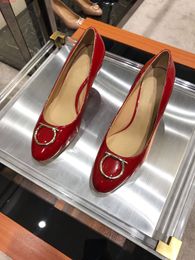 Hot Sale-2019 new Intellectual and elegant dress shoes for ladies Decorate with bows Red and pink black size 35-39 heel-height 7 cm