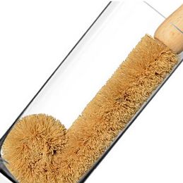 Wooden Cup Brush Coconut Palm Long Handle Bottle Cup Cleaner Pot Glass Cup Washing Brush Tableware Cleaning Home Kitchen Tool DBC