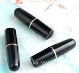 20pcs 50pcs 12.1mm Black Bullet Shape Lipstick Tube, DIY Plastic Empty Lip Rouge Sub Bottle, Cosmetic Lip Balm Packing Container
