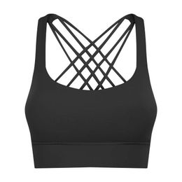 sutiã esportivo roupas de ginástica feminina 8 linhas sexy sem costas de lu roupas de ioga sutiãs esportivos de cor sólida push up cross