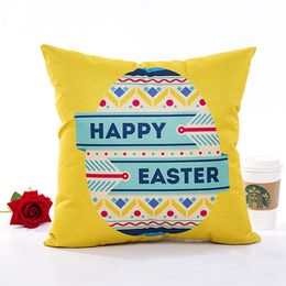 18inch Pillowcase Customised Coffee Shop Pillow Cover Single-sided Printing Festival Easter Egg Pillowcase Decor Sofa Pillowcase DH0833