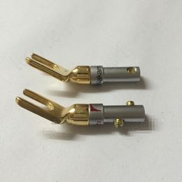 Freeshipping gold plated copper grade interpolation Y Y U- type Screw Spade Banana Plug speaker cable speaker wire connectors