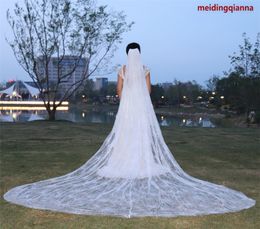 New High Quality Fashion Elegant White Ivory Cathedral Length One Layer Alloy comb Cut Edge Wedding Veil Meidingqianna Brand