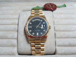 Christmas gift WATCH Men 36mm 18kt GOLD  PRESIDENT Black Diamond -118238