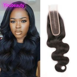 Peruvian Unprocessed Human Hair 2X6 Lace Closure Remy Hair 2*6 Natural Black Body Wave Baby Hair Yirubeauty