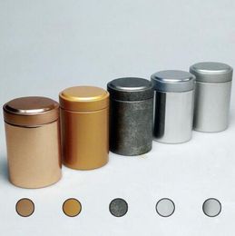45*67mm Round Column Small Tea Tin Box Metal Candy Storage Boxes Seal Lip Pocket Carry Case 5 colors
