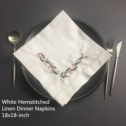 Set of 12 Home Textiles Table Napkin linen Wedding Napkins with Colour Embroidered Floral Dinner Napkins 18x18-inch