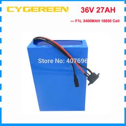 EU US no tax 36V li-ion battery pack 36V 27AH electric scooter battery with PVC Case use F1L 3400mah cell with 2A Charger