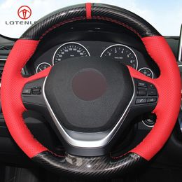 Carbon Fiber Red Leather Car Steering Wheel Cover for BMW F20 F21 F22 F23 118i 120i 125i 120d 218i 228i 420i 430i 435i