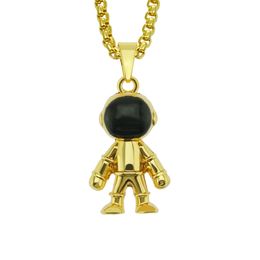 Hip Hop Necklace Universe Space Astronaut Robot Pendant Chain Metal Necklace for Men Women Girls Party Jewellery Gift