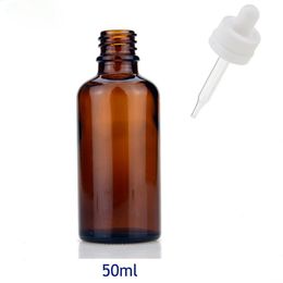 Empty Essential Oil Bottles 50ml Brown Glass Dropper Bottle Jars Vials With Pipette Black White Child Proof Lids