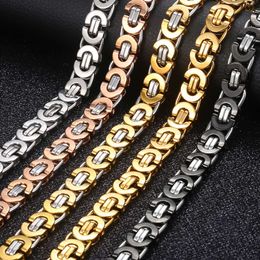 Necklace for Men Flat Link Black Gold Silver Color Chain Stainless Steel Vintage Jewelry 6/8/11mm