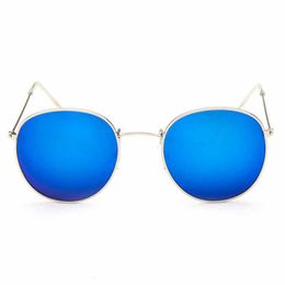 Wholesale-Outdoor Eyewear Colour Lens Mirror Fashion Gold Frame Classic Round Frame Wild Colour Film Sunglasses
