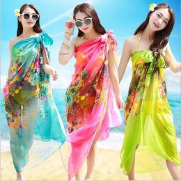 Bikini Cover Ups Sunscreen Shawl Fashion Beach Floral Wraps Sarong Scarves Sexy Pashmina Swimwear Beachwear Women Poncho Beach Towels B5114