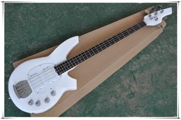Factory custom 4 Strings White body Electric Bass Guitar with White Pickguard, White pickups,Rosewood fingerboard,offer customized