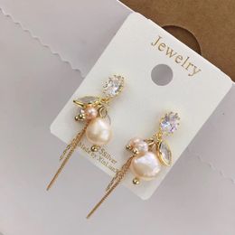 Wholesale-Hot new fashion luxury classic exquisite designer beautiful diamond pearl pendant stud earrings for woman silver pin