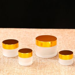 Glass Cream Jar 10g 15g 20g 30g 50g Frost Glass Jar with Gold Lid Cosmetics Cream Bottle for Skin Care
