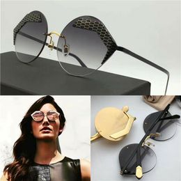 Lüks - Satış Moda Marka Tasarımcısı Güneş Gözlüğü Çerçevesiz Düzensiz Çerçeve HD Anti-UV Lens Kadınlar için Özel Tasarım Yaz Tarzı 6089