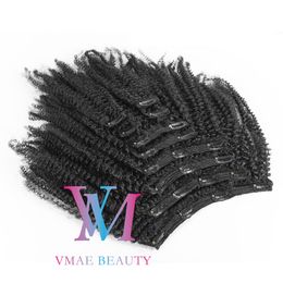Kinky Curly Brazilian Hair Clip In Extensions 100% Virgin Human Hair Natural Black 100g 12 To 24 Inch