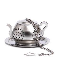 wholesale 300pc/lot Teapot Pot Shape Stainless Steel Leaf Tea Infuser Philtre Strainer Ball Spoon