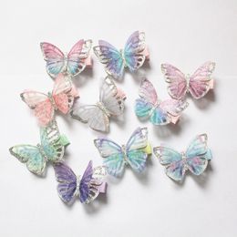 2019 New Baby Butterfly Design Hair Clips 20pcs/lot Cute Kids Novelty Hair Accessories Wholesale Gauze Glitter Butterfly Princess Hairpins