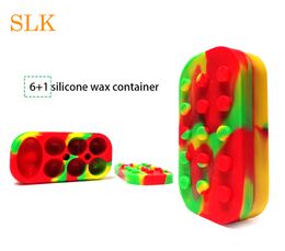 DHL shipping 6+1 Non-stick silicone wax Containers FDA approved Round dabber tool For Wax Bho Oil Silicon Jars Dab Wax Container