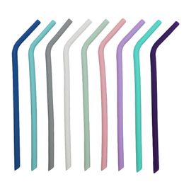 230MM Wide 8mm Bent Colorful Drinking Straws Food Grade Fold Silicone Straw Flexible Straw for Bar Home Drinking Straws with Cleaning Brush