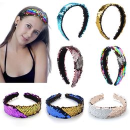 2019 Fashion Mermaid Sequin Headband Sequins 20 Colours Hair Hoop Sequin for women Hair Clasps for outdoor Colourful party Hair Jewellery A07