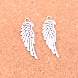 82pcs Charms double sided angel wings Antique Silver Plated Pendants Making DIY Handmade Tibetan Silver Jewellery 33*12mm