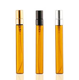 10ML Empty Amber Glass Spray Bottle Small Atomizer Perfume Bottles with Silver/gold/Black Lid SN3146