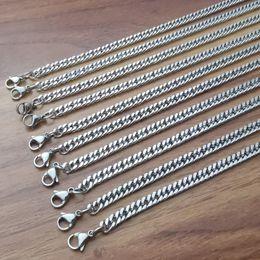 10pcs lot in bulk wholesale jewelry stainless steel women mens Fashion 4mm Double Link Curb chain necklace for gifts silver color