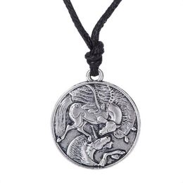 Antique Gothic Pegasus and Unicorn Round Pendant Supernatural Amulet Necklace Jewellery