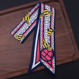 2018 autumn models geometric bee small silk scarf tied bag handle scarf small ribbon scarves ladies small scarf hay99a