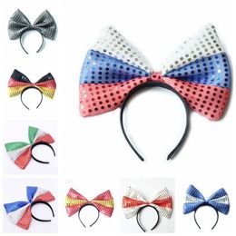 American flag Bow headband super-large bowknot sequined fabric flag hoop United States Independence National Day dots hair sticks TLZYQ620