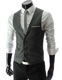 2019 Modest Black Vest Single Breasted Groom Vests British Style Men's Suit Vests Slim Fit Men's Dress Vest Wedding Wais251h