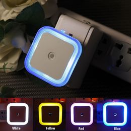 US Mini LED 0.5W Night Light Control Auto Sensor Baby Bedroom Lamp square AC 110-220V