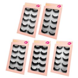 Mink Lashes 3D Mink Eyelashes False Eyelashes 5 Pairs Natural Eyelashes Strip Eyelash 3d False Lashes Makeup Kit