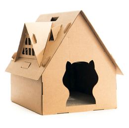 -Картон Кошкин дом с царапать Pad гофрированного картона Cat Дом с царапать Pad Kitty Дом с Спящая кровать Pet игрушки