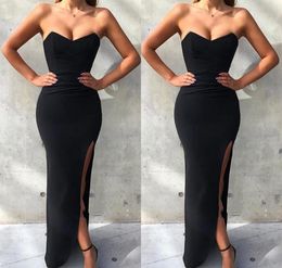 Mermaid Sexy Black Evening Dresses Backless Sweetheart Neckline Side Slit Floor Length Holiday Party Dress Clebrity Formal Wear