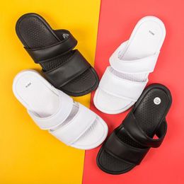 Doppelte Riemen Hausschuhe Sommer Schwarz Weiß Gestreifte Sandalen Kausale rutschfeste Huaraches Hausschuhe Flip Flops Slipper 819717 Kostenloses Schiff