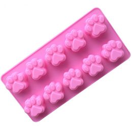 Silicone Non Stick Cake Bread Mould Chocolate Candy Mould Home Kitchen Baking Tool 10 Cavity Paw Print DIY Silicone Cake Mould