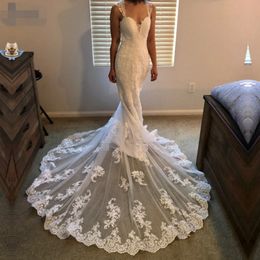 robe de mariage Long Train Lace Mermaid Wedding Dresses sweetheart 2020 Custom Made Appliques fishtail Wedding Gown Vestido de noiva