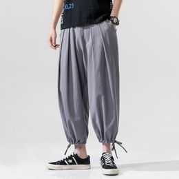 Solid Color Cotton Lined Men Baggy Pants 2020 Japan Style Men Casual Harem Pants Hip Hop Man Ankle length
