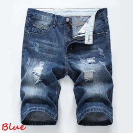 2024 New Men Biker Short Pants Distressed Middle Waist Skinny Ripped Holes Men's Denim Shorts Men Designer Jeans