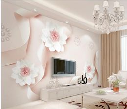 photo wall murals wallpaper Paper carving flowers pearl beautiful pink 3d wallpapers TV background wall