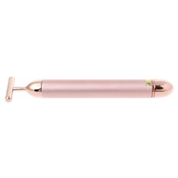 24K Beauty Bar Stick Jade Facial Massager Roller Vibration Tool Skin Care Massage pink color