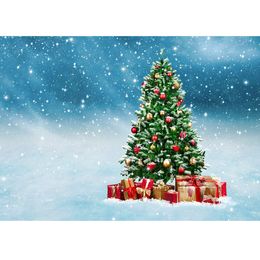 Christmas Tree Gifts Snow Photography Backdrop Vinyl Cloth Background Photo Studio for Children Baby Family Photocall Photophone