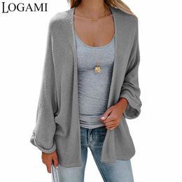 Logami Bat Sleeve Casual Cardigan Women Sweaters Fashion Autumn 2018 Woman Loose Coat Knitted Cardigans Long S19802